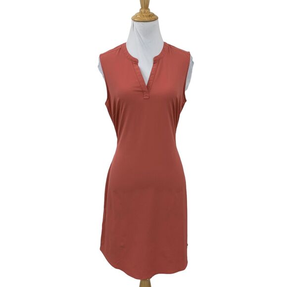 Eddie Bauer Shift Mini Dress Womens S Small Pink Notch Collar Sleeveless Jersey - Picture 1 of 14